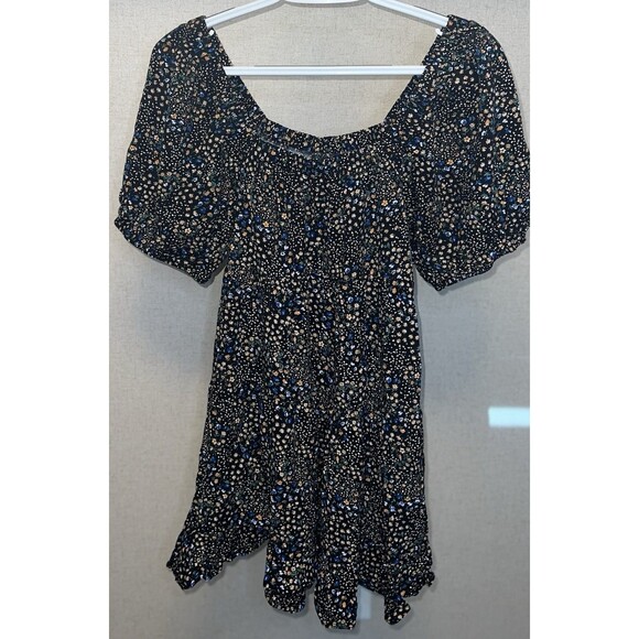 Wild Fable Dress Women's Small Puff Short Sleeve Tiered Printed Mini - Picture 1 of 5